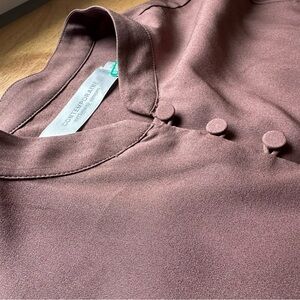 Contemporary Petite Maroon Mandarin Collar Blouse